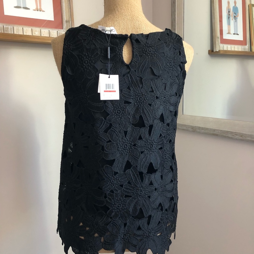 Calvin Klein Black Floral Lace Sleeveless Shell Top - Picture 12 of 16